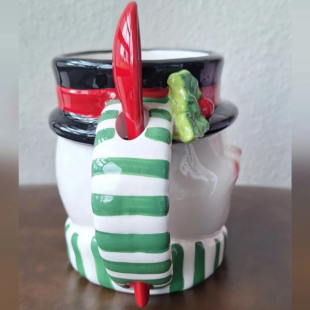 Cracker Barrel Snowman Mug With Spoon 14 Oz 4.5